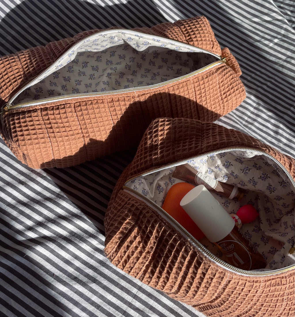 La trousse cheveux tissu nid abeille