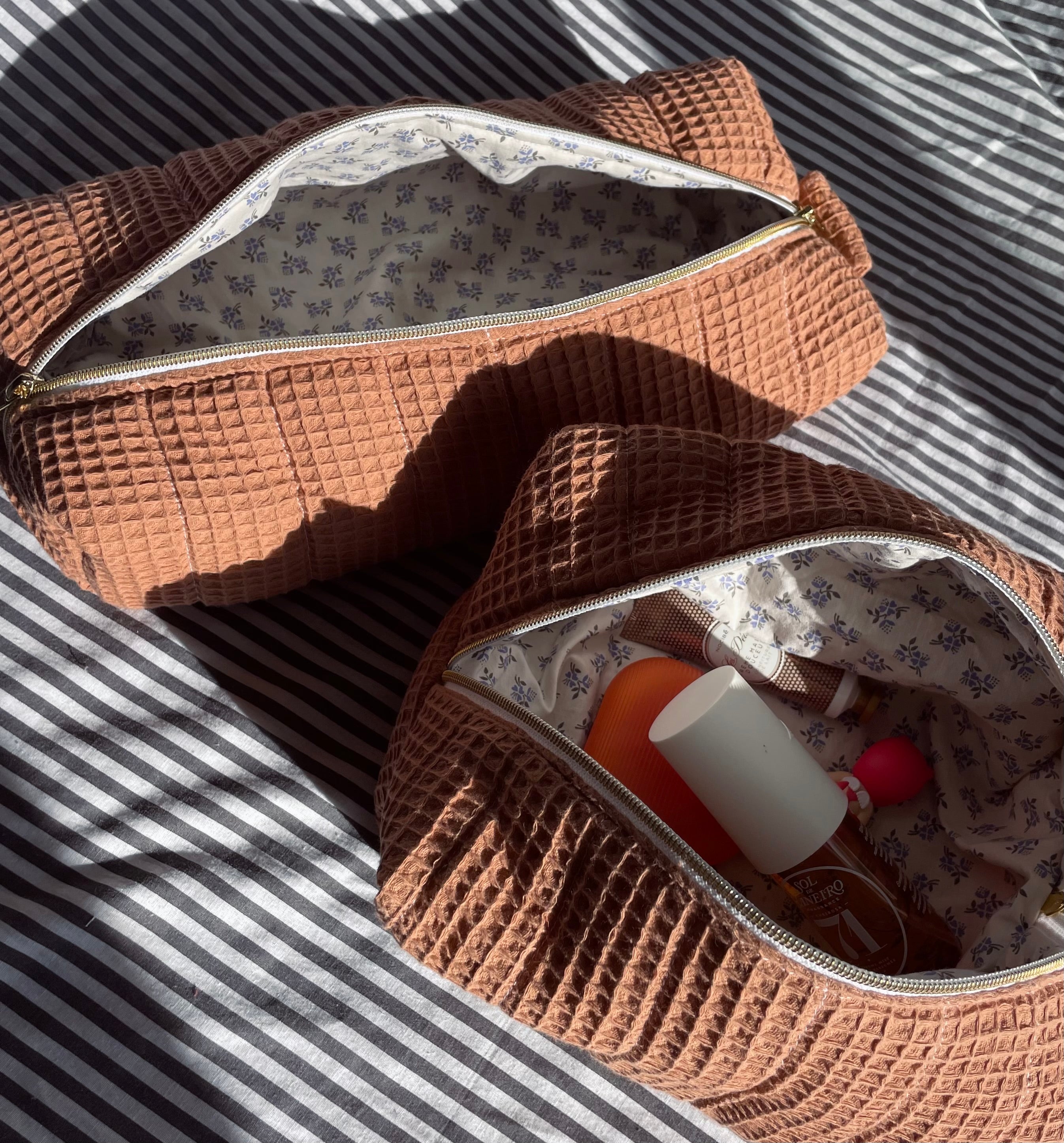 La trousse cheveux tissu nid abeille