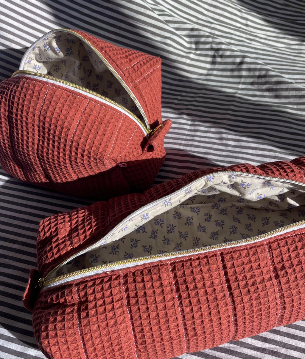 La trousse cheveux tissu nid abeille