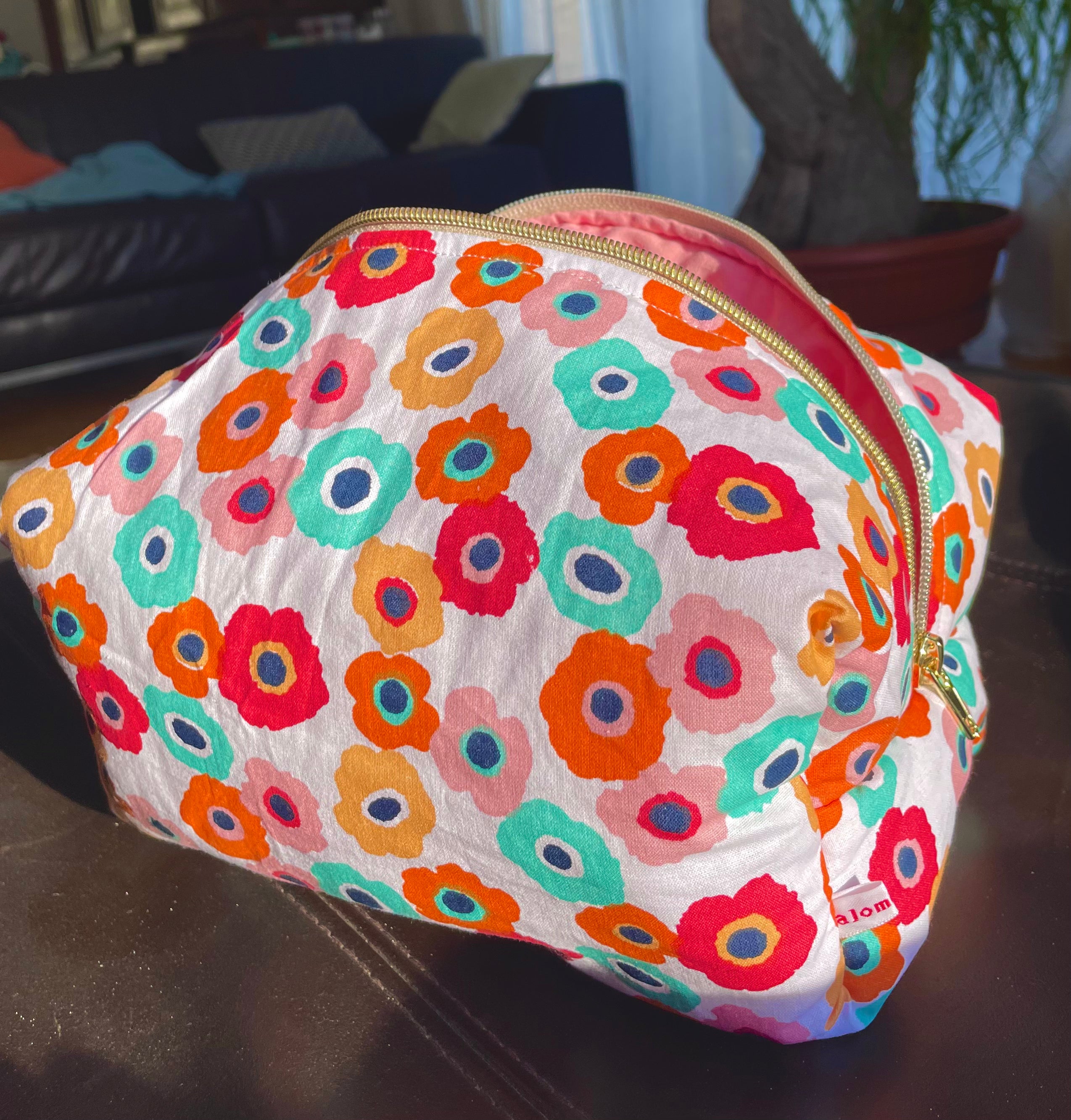 Trousse maquillage tissu coloré fleuri